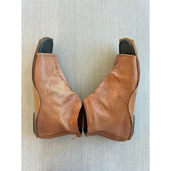 Amanda Gregory Leather Mesh Back Zipper Ankle Flat Sandal Hand Cobbled 8 - Picture 4 of 9